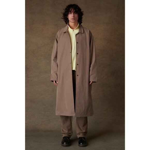 NWT Fear of God Essentials Wood Long Coat Medium Brown Long Trench - Picture 2 of 16